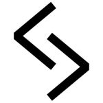 the elder futhatk rune Jera. visualize two 90° angle brackets interlaced but not touching each other